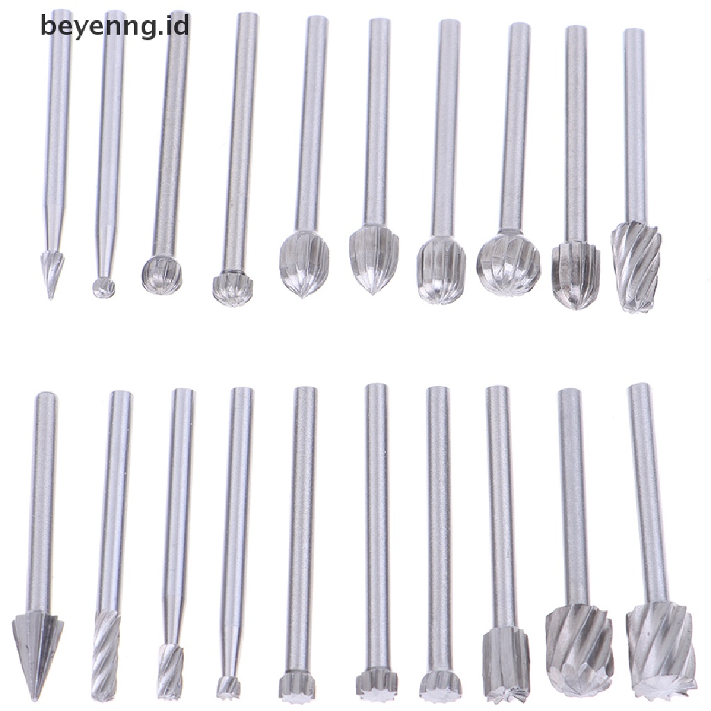 Beyen 20pcs Tungsten Carbide Rotary Point Burr Die Grinder Shank Set 3 * 40mm ID