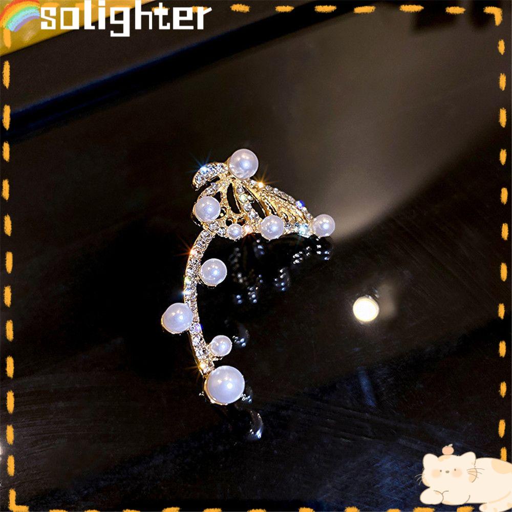 Solighter Butterfly Stud Earring Mutiara Perhiasan Hadiah Elegan