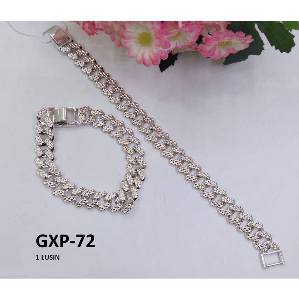 [1 LUSIN ISI 12] GELANG XP RANTAI SILVER PERAK POLOS TEKSTUR TERMURAH / DUNIA GELANG TERBARU