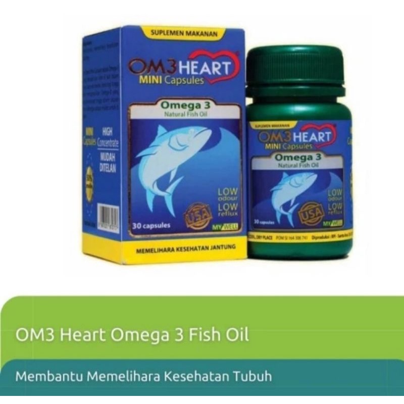 OM3HEART Omega3 Minyak Ikan Fish Oil Suplemen Isi 30 Soft Capsule OM3HEART