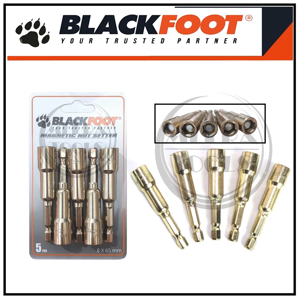 BLACKFOOT Mata Baut Roofing 8 x 65mm Magnetic Hex Socket Nut Mata Kunci Ruping Kunci Socket Roofing