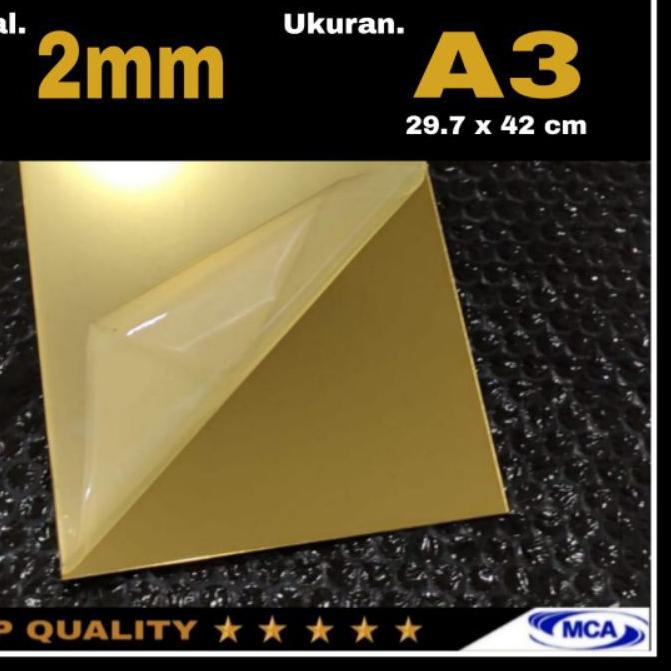 ➮ AKRILIK LEMBARAN GOLD MIRROR A3 / Acrylic Mirror Gold / Laser cutting ➤