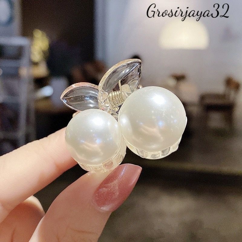 (GROSIRJAYA32) Jedai Mutiara CHERRY 3,5cm Jepit Salon Korea Mutiara Jepit Poni Mutiara PREMIUM Pearl Hair