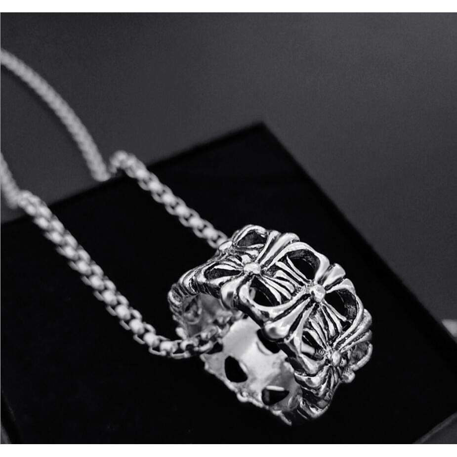 Kalung Dengan Liontin Cincin | Sendok Garpu Bahan Stainless Steel | Bahan Titanium Steel | Kalung Rantai Dengan Liontin Untuk Pria / Wanita