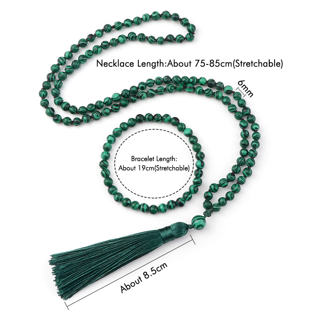 Tasbih Japamala Green Malachite 108 Mala 6mm