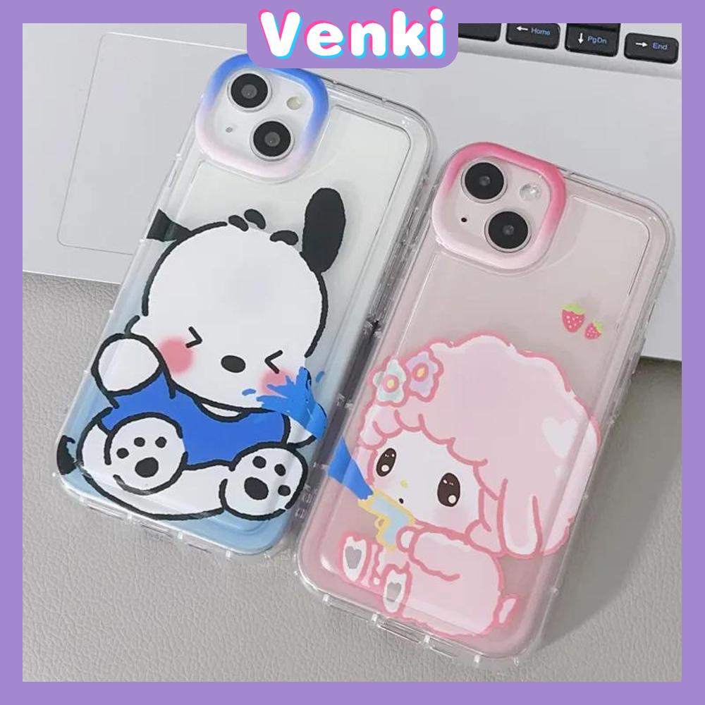 Case iPhone 14 Pro Max Soft TPU Clear Pink Blue Jelly Airbag Case Cute Cartoon Couple Dog and Sheep Camera Protection Shockproof For iPhone 14 13 12 11 Plus Pro Max 7 Plus X XR