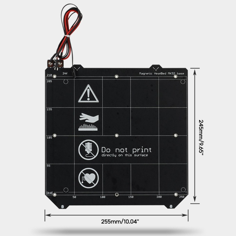 Zzz Aluminium 24V Heated Bed Hotbed Ditingkatkan Dengan Jalur Kabel Kawat Hotbed 245x255mm