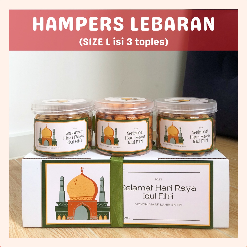 [DELISH SNACKS] Hampers Lebaran 2023 isi 3 toples (L) / Bingkisan Parsel Parcel / Gift Box Makanan Tahun Baru Idul Fitri / Ramadhan Set Gift