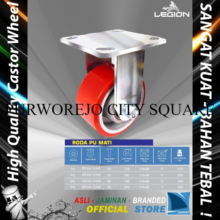 Spesial Roda Lori 5" inch / 125 mm 1 Arah Besi - PU Caster Troli LEGION