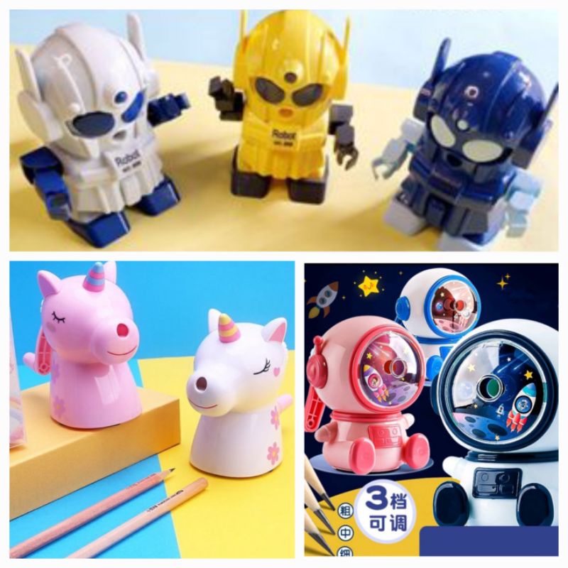 Rautan Pensil Putar Meja Fancy Box mika Unicorn Astronot transformer