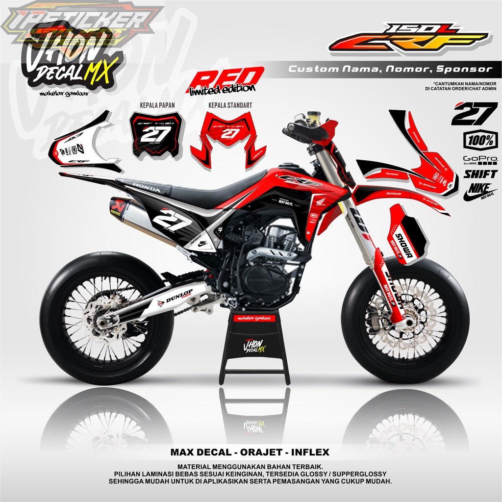 DECAL CRF 150 L Full Body / DECAL CRF MERAH Super Glossy / STIKCER CRF 150 L FULL BODY By JhonDecal 