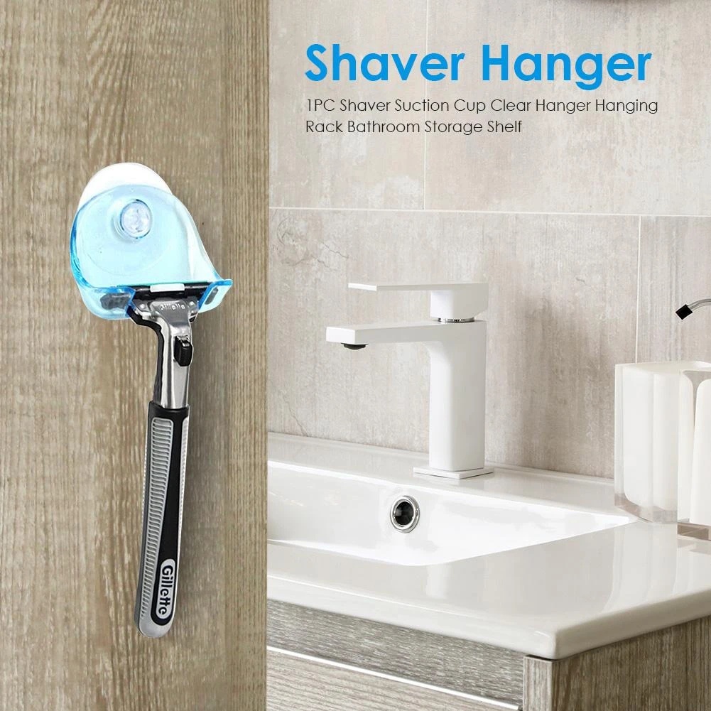 Tempat Alat Cukur Suction Cup Shaver/Kait Organizer Silet Hemat Ruang Kamar Mandi/Wall Sucker Shaver Dry Rack