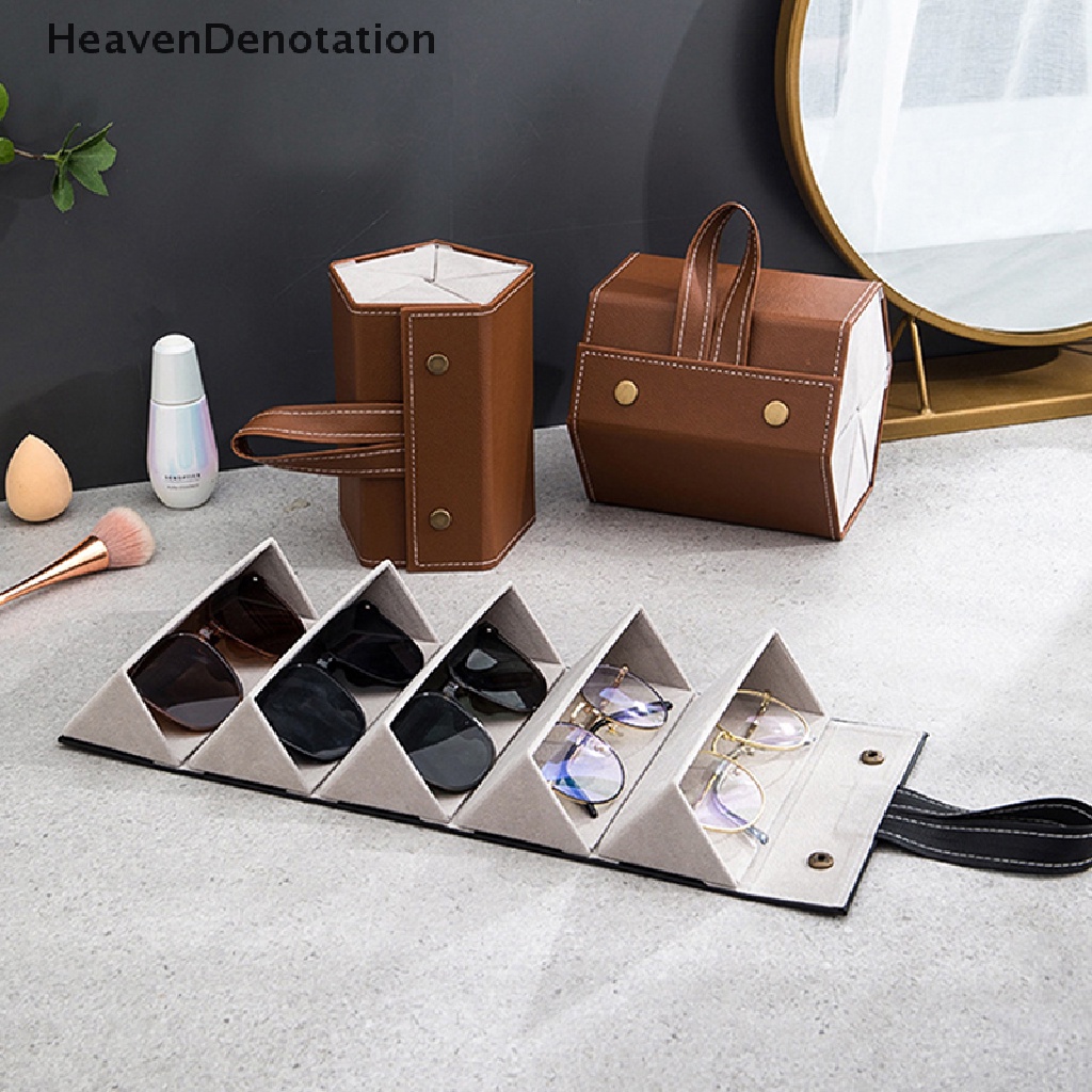 [HeavenDenotation] 1pc Travel Sunglasses Organizer Desain Lipat2/6Slots PU Kotak Kacamata HDV