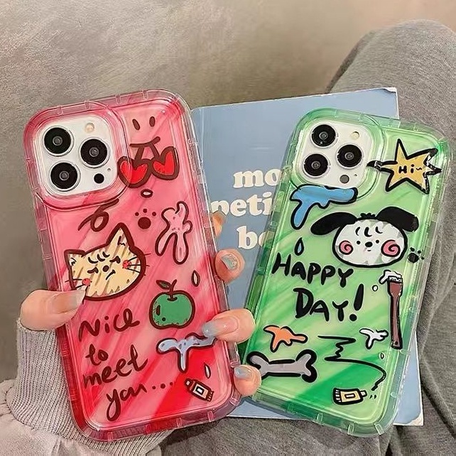 IPHONE Soft Phone Case Kompatibel Untuk Iphone14 13 11 12 Pro XS Max X XR 7 8 Plus Lucu Casing Transparan TPU Silikon Shockproof Cover