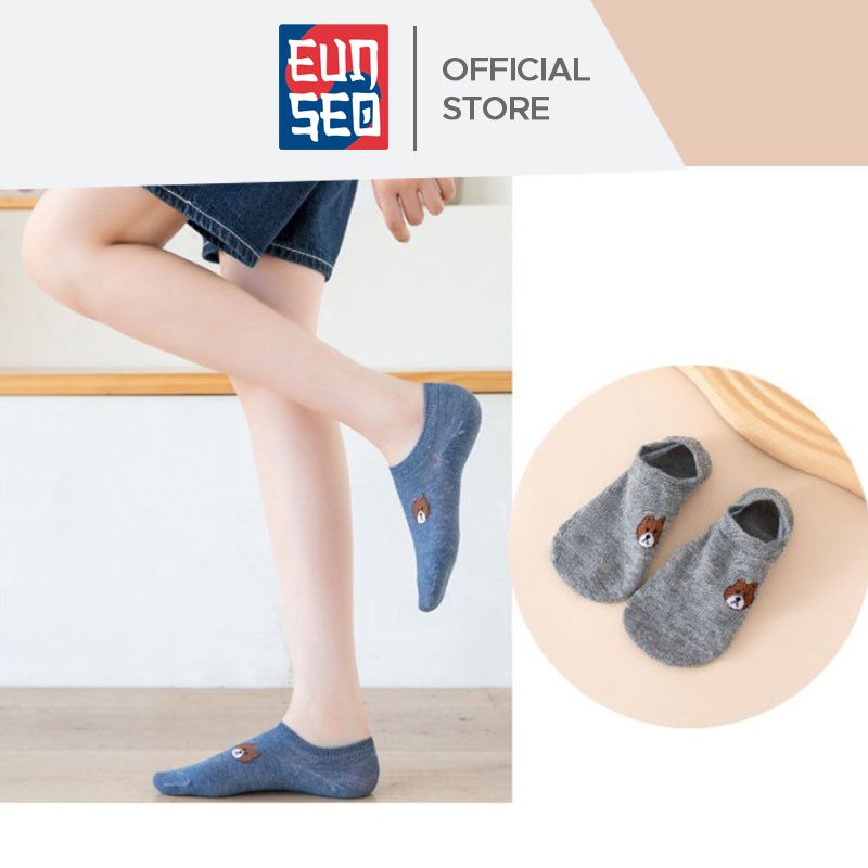 EUNSEO Kaos Kaki Wanita Bear Invisible Kaoskaki Fashion Korea Women Socks