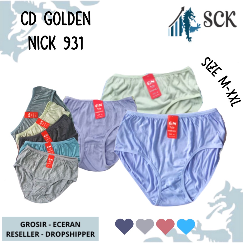 [ISI 3] Celana Dalam GOLDEN NICK 931 SIZE M-3L / CD Cewek Warna Muda Polos / Pakaian Dalam Wanita - sckmenwear GROSIR