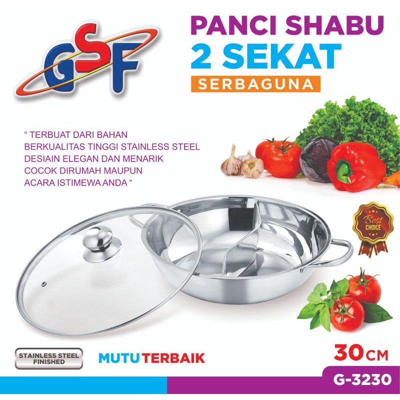 panci shabu 2 sekat gsf 3230 30cm free bubble warp panci korea