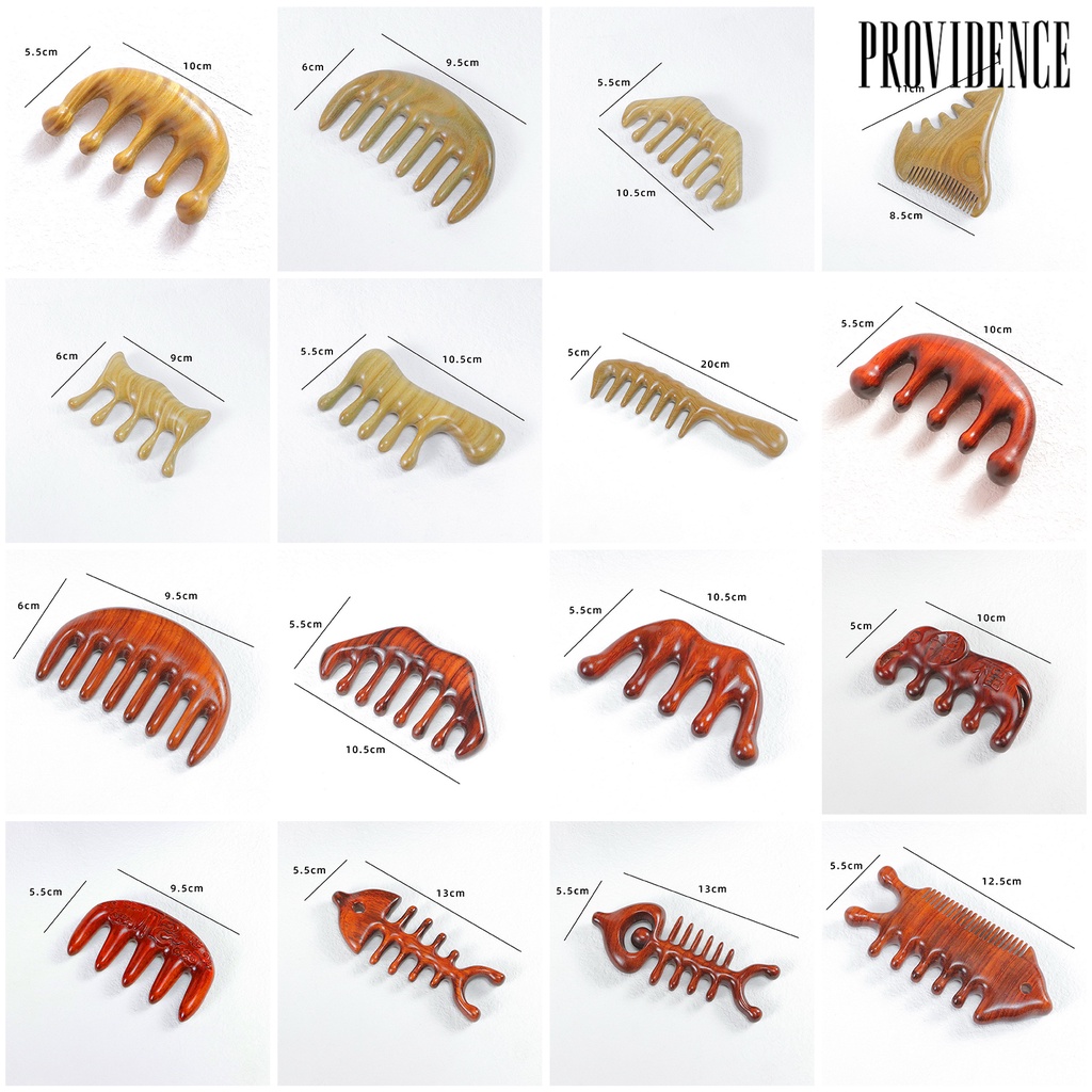 Providence Sisir Rambut Anti-Statis Tepi Bulat Menebal Menekan Menekan Titik-Titik Dipoles5Per8 Gigi Meridian Pijat Cendana Sisir Kayu Home Supply