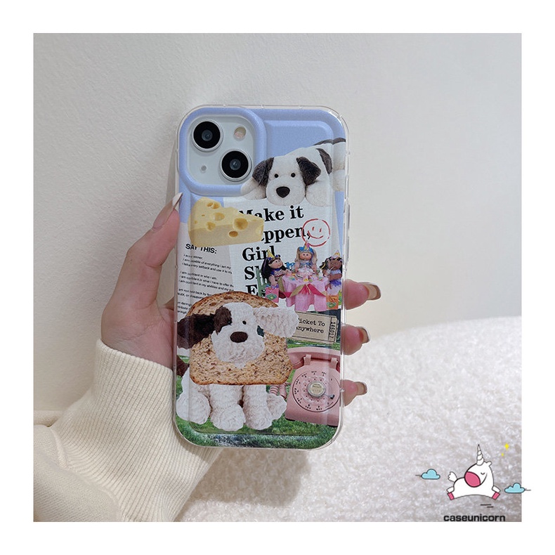 IPHONE Kompatibel Untuk Iphone14 11 13 12 Pro MAX XR X XS MAX 6 6S 7 8 Plus Kartun Kreatif Seni Koran Label Anjing Lucu Airbag Shockproof Soft Silicon Case TPU Cover