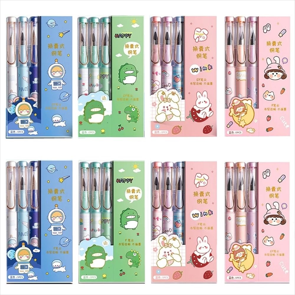 Lanfy Fountain Pen Kawaii Perlengkapan Sekolah EF 0.38 mm Biru Tinta Diganti Pulpen Inking Siswa