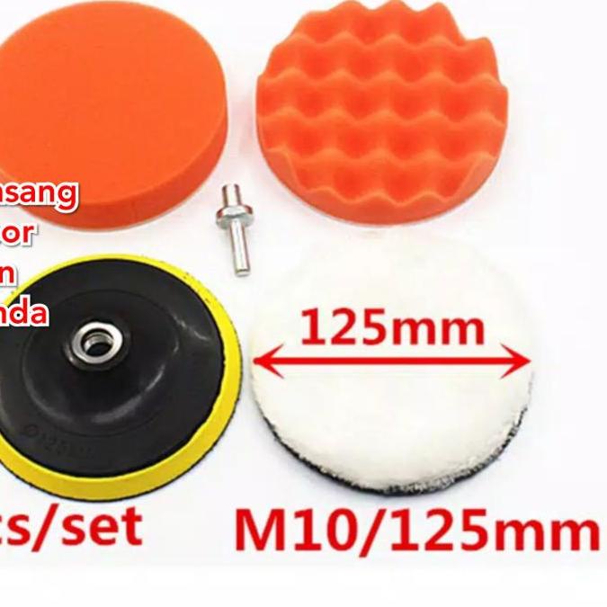 ➬ busa poles set 5 inch isi 5 pcs wol poles busa spon pad poles 5 inchi aksesoris mesin poles ☜