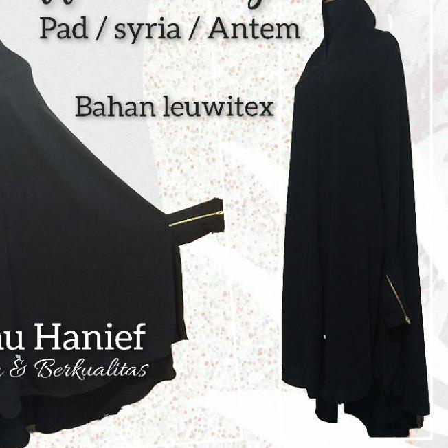♣ khimar Syar'i Jetblack  Zipper Berlengan bahan Jetblack leuwitex ☄