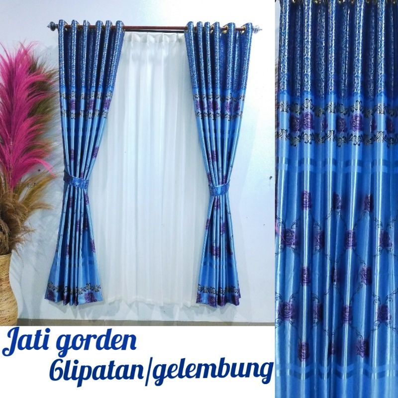 Gorden Blackout Minimalis Hordeng Jendela Korden Pintu Tengah Ruang Tamu Gorden Motif Rose
