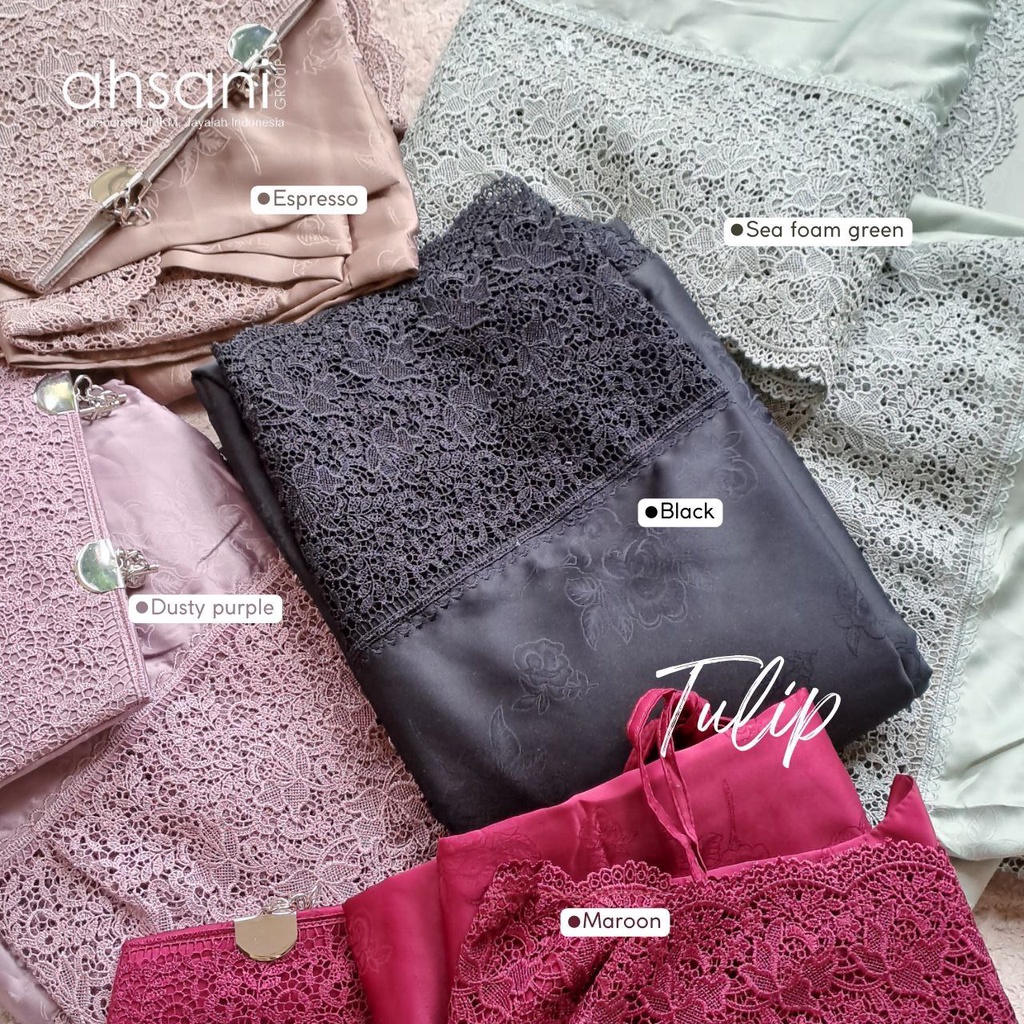MUKENA DEWASA SUTRA BRANDED PREMIUM AHSANI TULIP | MUKENA SUTRA HANTARAN SILKY PREMIUM