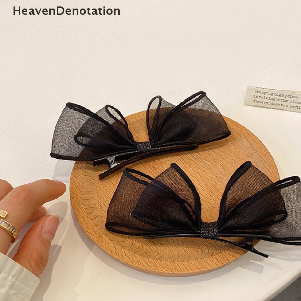 [HeavenDenotation] 2023jepit Rambut Busur Jala Dua Lapis Renda Hitam Untuk Wanita Perempuan Fashion Hair Clip HDV