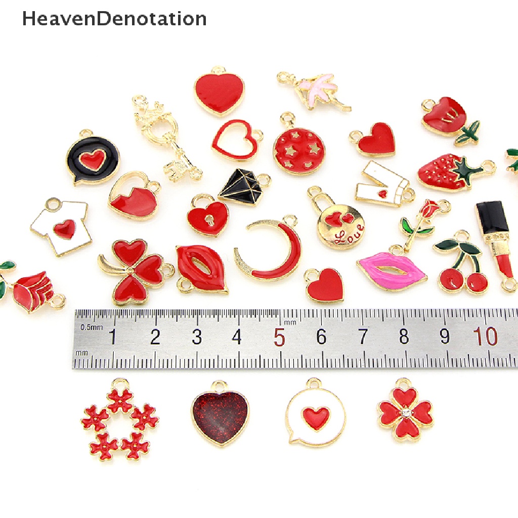 [HeavenDenotation] 30pcs/set Mix Metal Enamel Ch Liontin DIY Gelang Kalung Perhiasan Membuat Aksesoris HDV