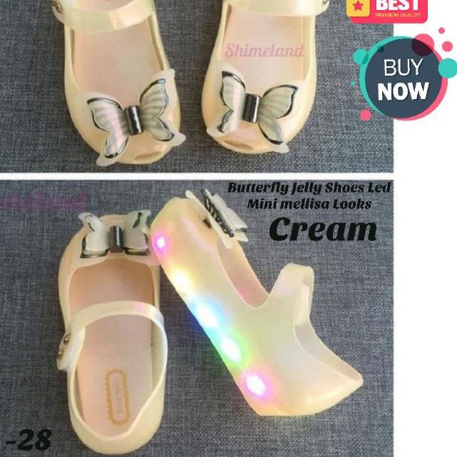 ❊ Sepatu Anak Perempuan Jelly Shoes Led Mini Mellisa Looks Flat Shoes Nyala ❅