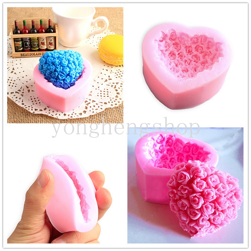 Cetakan Kue / Cokelat / Permen / Sabun Bentuk Bunga Mawar 3D Bahan Silikon Untuk Dekorasi DIY