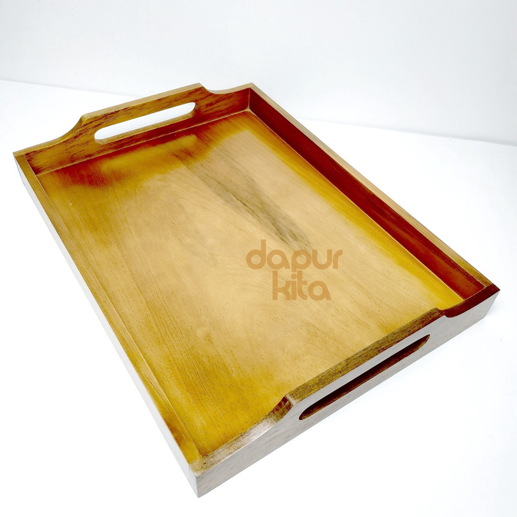 Nampan / Tray Kayu / Baki Bahan Kayu Pinus Ukuran 40x30 cm Finishing Glossy
