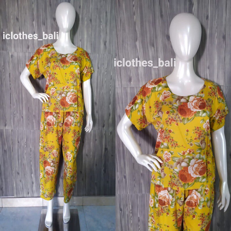 BAJU TIDUR MOTIF BUNGA SP002//SET PIYAMA PANJANG/ SET PAJAMAS/PIYAMA BALI