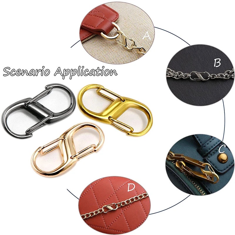 [Harga Grosir] Fashion Metal Snap Clip Ring Clasp Hook Untuk Tas Bahu Rantai Premium Alloy S Shaped Double Buckle Tahan Lama Gesper Rantai Yang Dapat Dilepas Dapat Disesuaikan S Type Metal Buckle