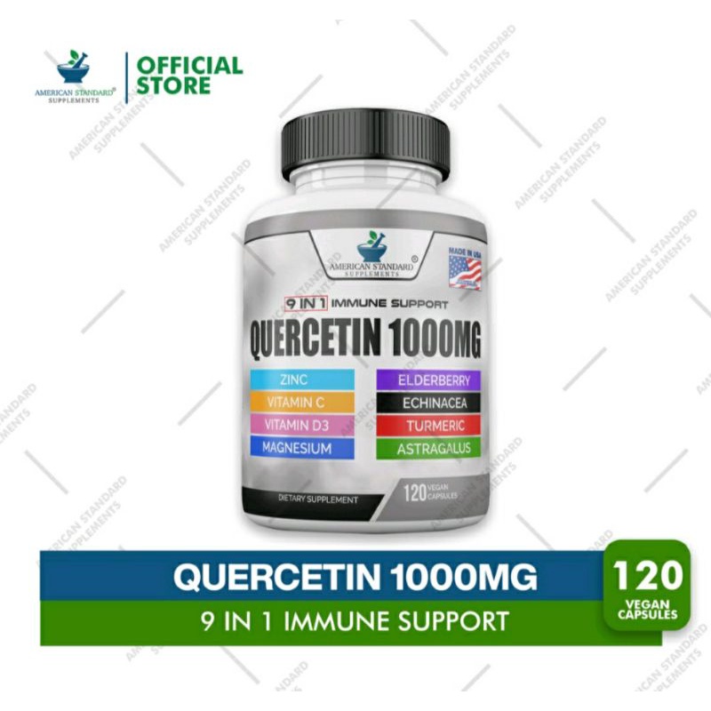 Quercetin 1000mg Vitamin C + Vitamin D3 5000IU Zinc Magnesium 9 in 1