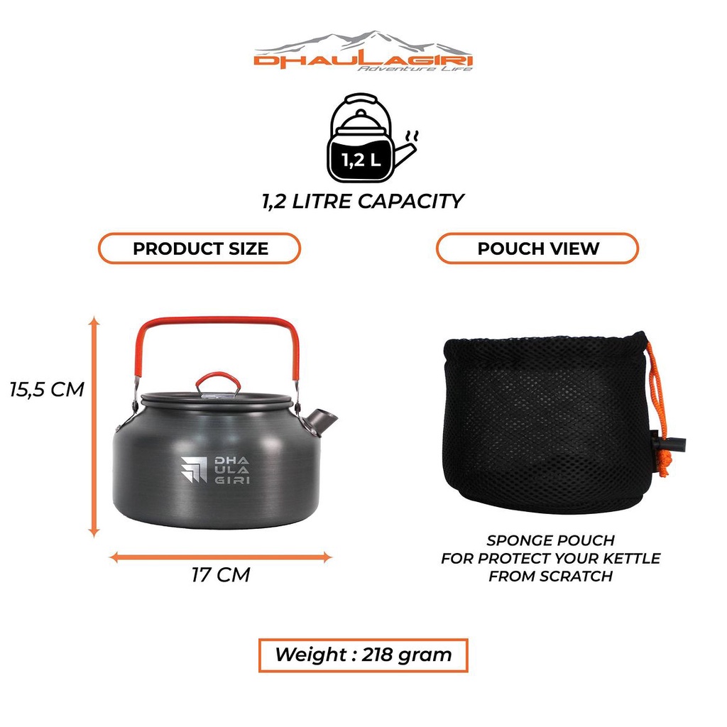 Teko DS 11 Teapot Kettle 1 LITER Kettle DHAULAGIRI 1,2 Liter Alat Masak Camping