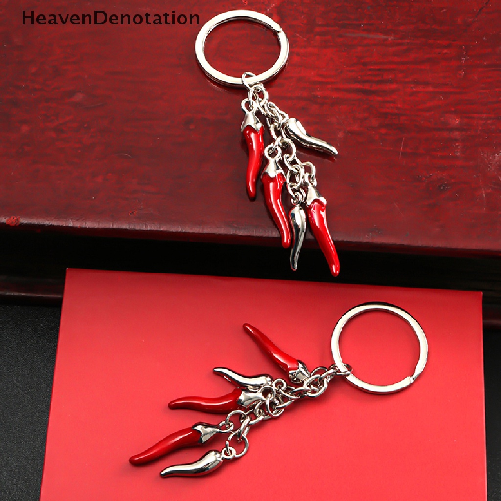 [HeavenDenotation] Kreatif Logam Merah Merica Gantungan Kunci Mini Merica Liontin Aksesoris Paduan Kunci Gantungan Tas Headphone Set Aksesori Mobil Keyring HDV