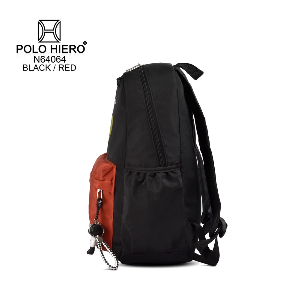 Tas Polo Hiero N64064 Tas Sekolah Wanita Tas Punggung Ransel Backpack Casual Free Gantungan Tas &amp; Pouch