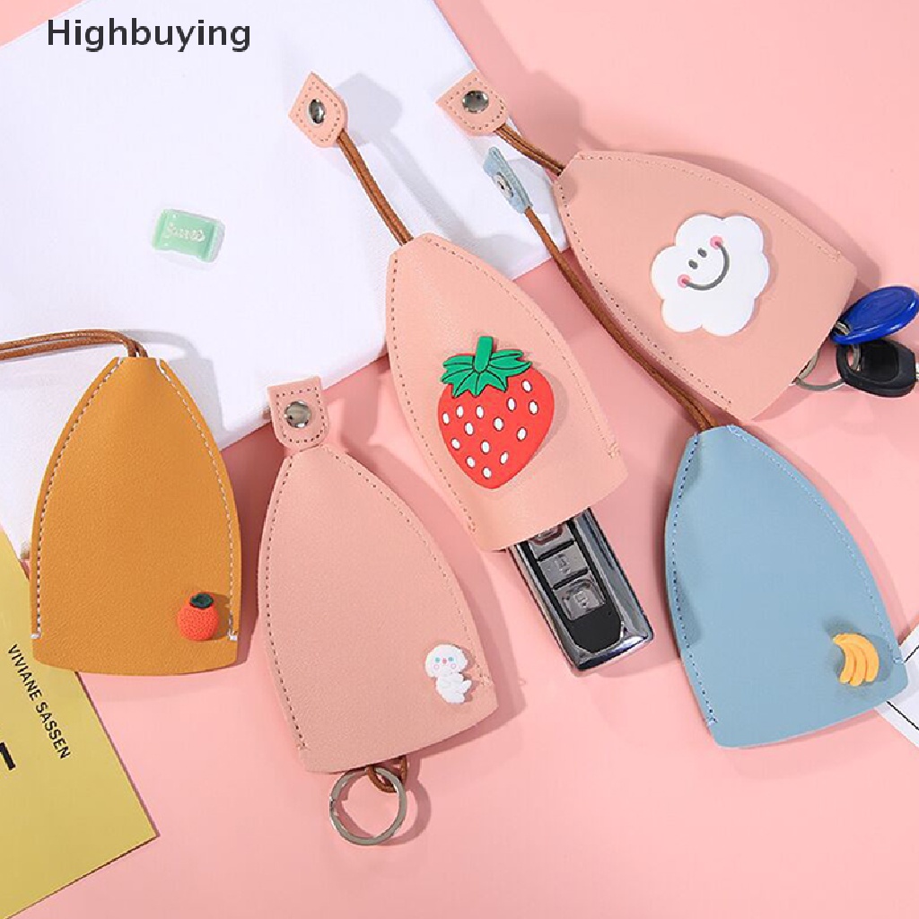 Hbid Buah-Buahan Lucu Jenis Tarikan Tas Kunci PU Pelindung Tempat Kunci Mobil Case Dompet Kulit Baru Keychain Pouch Bag Cover Key Organizer Glory