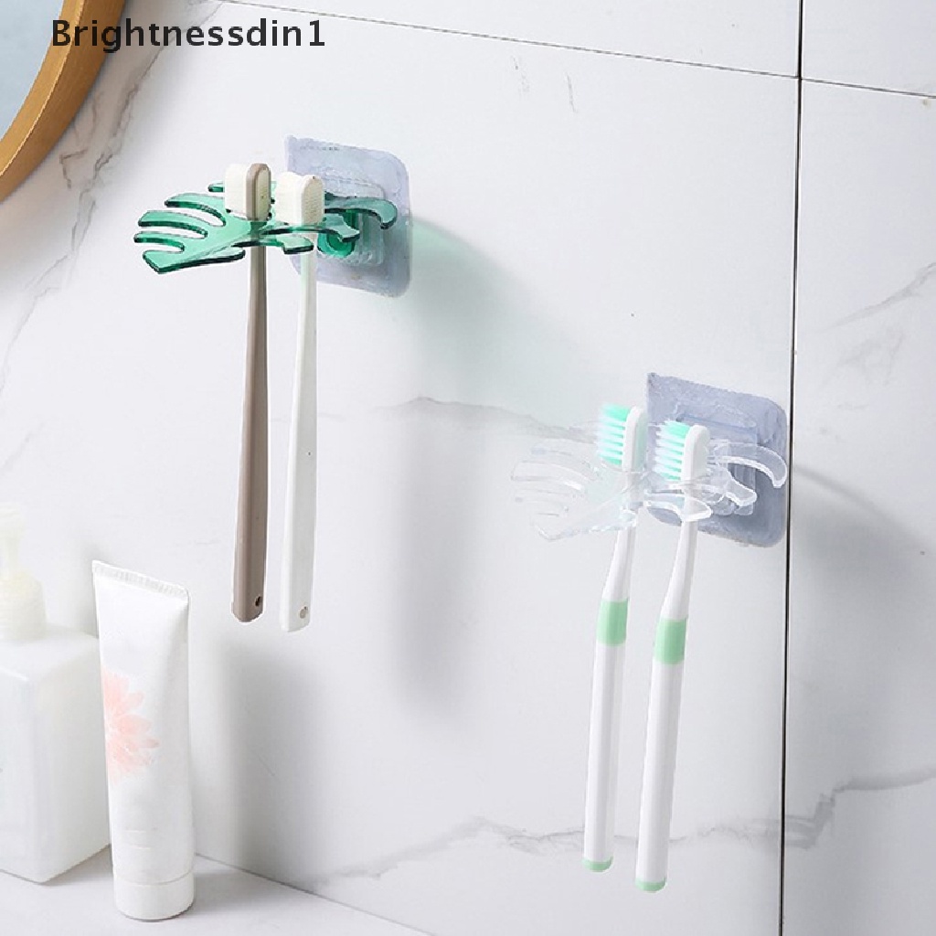 [Brightnessdin1] New Leaf Hook Dinding Serbaguna Organizer Rak Kamar Mandi Silet Tempat Sikat Gigi Tali Rambut Penyimpanan Kait Alat Gadget Dapur Hook Butik