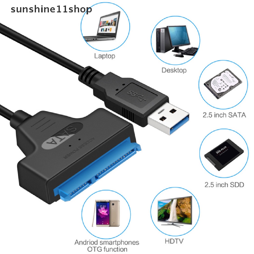 Sho Kabel Hardisk USB3.0 Ke Sata Kompatibel Dengan Hardisk HDD 2.5 Inci SSD Konektor Komputer Usb 2.0 Sata Adapter Cable N