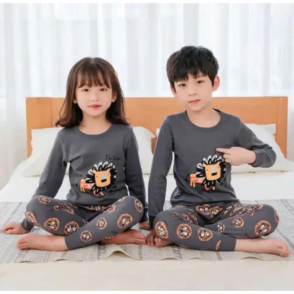 PROMO SETELAN PIYAMA KAOS ANAK/BAJU TIDUR ANAK/ONESET BAJU TIDUR ANAK MOTIF HEWAN 1-5 TAHUN