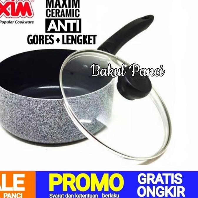 ✸ MAXIM CERAMIC - SAUCE PAN 16 / 18 CM + TUTUP - MAXIM NEOSTONE - PANCI WOK PAN FRYPAN FRY PAN GRANI