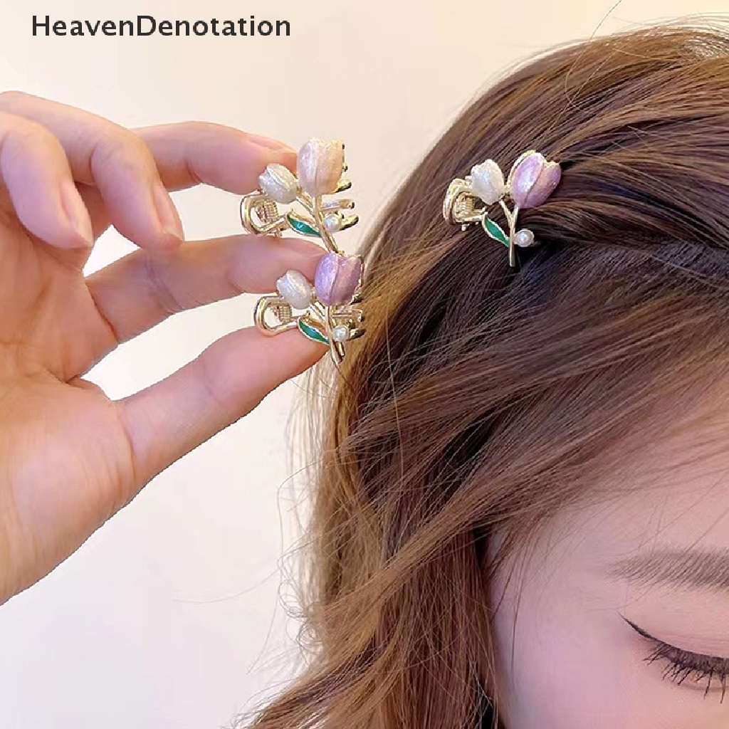 [HeavenDenotation] 1pc Mutiara Tulip Jepit Rambut Sisi Jepit Manis Lucu Top Bangs Clip Hair Clip Woman Headwear Aksesoris Rambut HDV