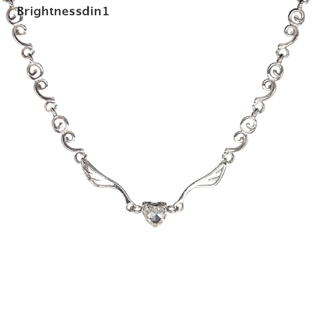 [Brightnessdin1] Warna Silver Irregualr Choker Kalung Untuk Wanita Cinta Hati Kristal Klavikula Rantai Kalung Grosir Perhiasan Butik