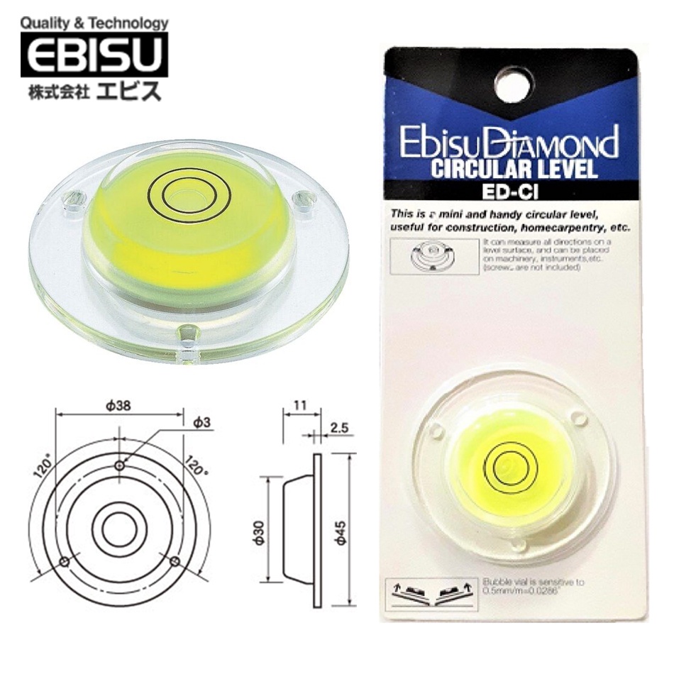 45 mm Ebisu Diamond ED-CI Japan Waterpass Bulat Circular Level