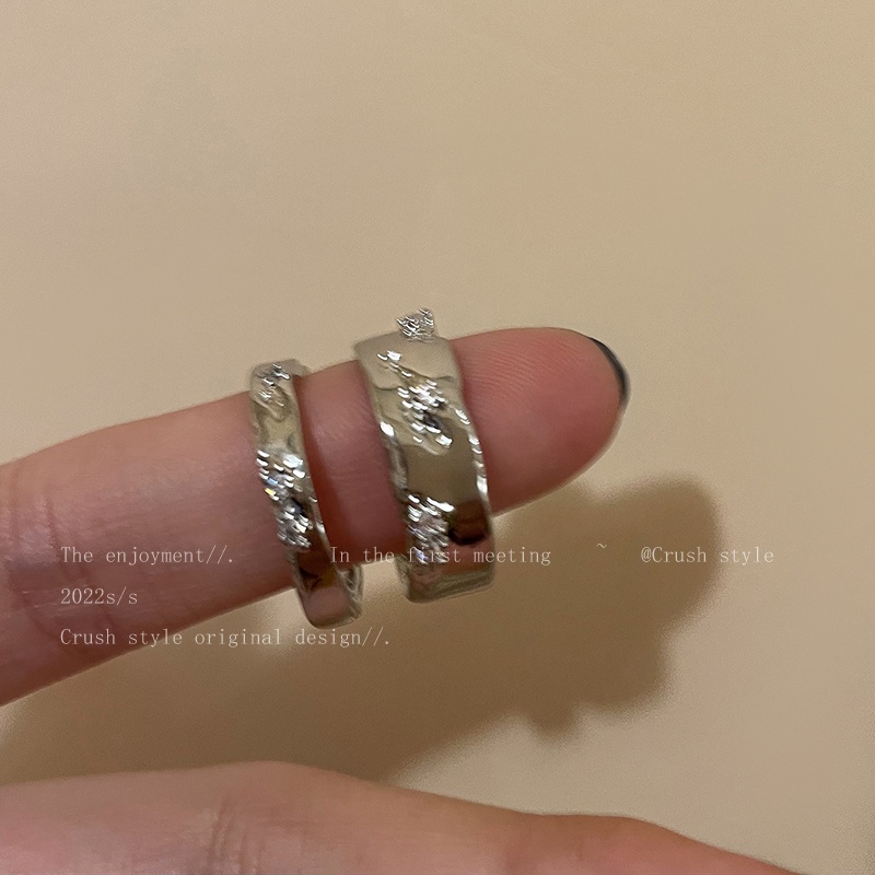 YEEZII Fashion Keren Cincin Jari Perak Zirkon Terbuka Cincin Untuk Perhiasan Aksesoris Pasangan