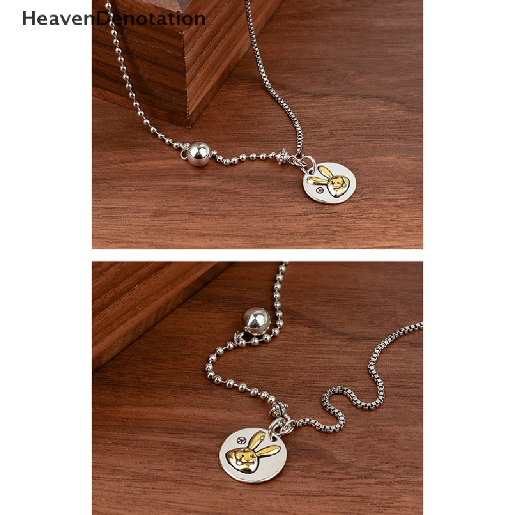 [HeavenDenotation] Kelinci Lucu Liontin Kalung Wanita Kepribadian Kelinci Rantai Choker Kalung Asimetris Geometri Punk Hip Hop Perhiasan Pesta HDV