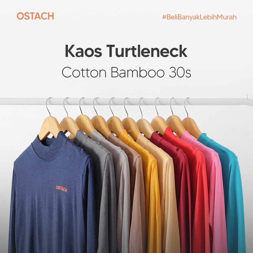 Kaos Turtleneck Wanita Katun Bambu Premium 30s Original